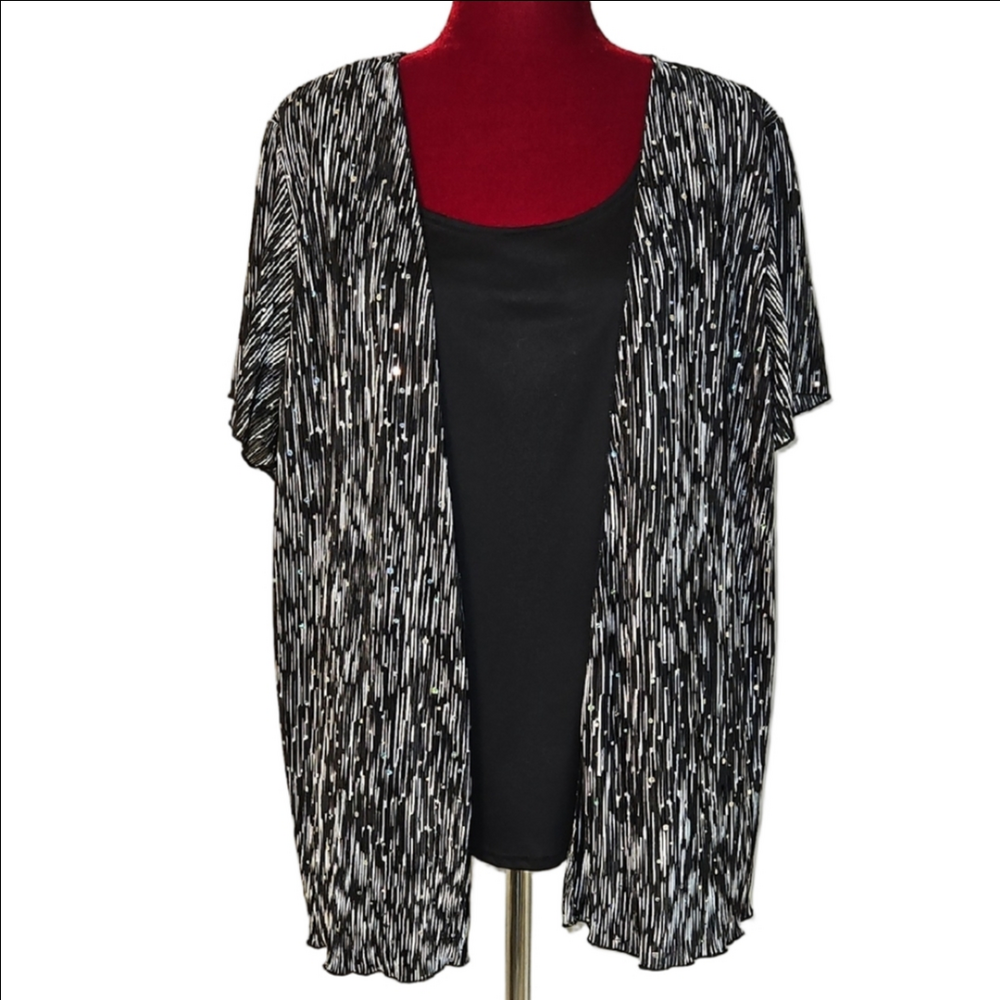Women's Black and White Sparkle Top Size XXL